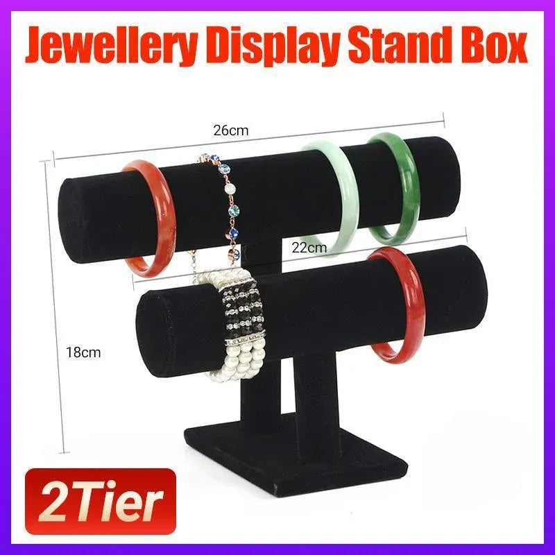 2-Tier Jewellery Stand and Necklace Organiser - Black